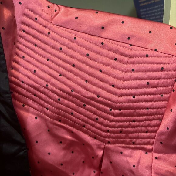 VTG Satin Embroidered Coat Pink Bolero Cropped Black Cindy Lauper Era Iconic M S - Picture 5 of 5